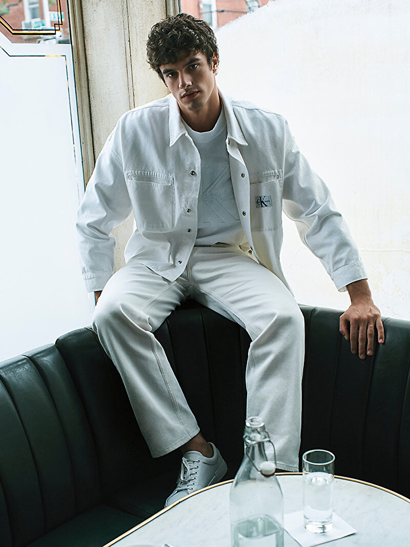 Calvin Klein Beyaz Renkli Erkek Relaxed Denim Gömlek
