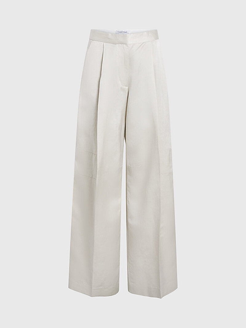 Calvin Klein Bej Renkli Kadın Shiny Viscose Tailor Pantolon