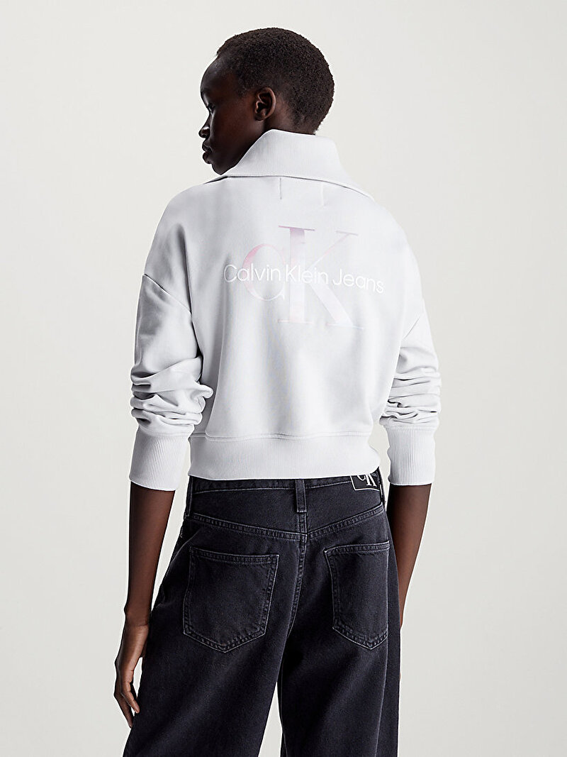 Calvin Klein Bej Renkli Kadın Diffused Monologo Sweatshirt