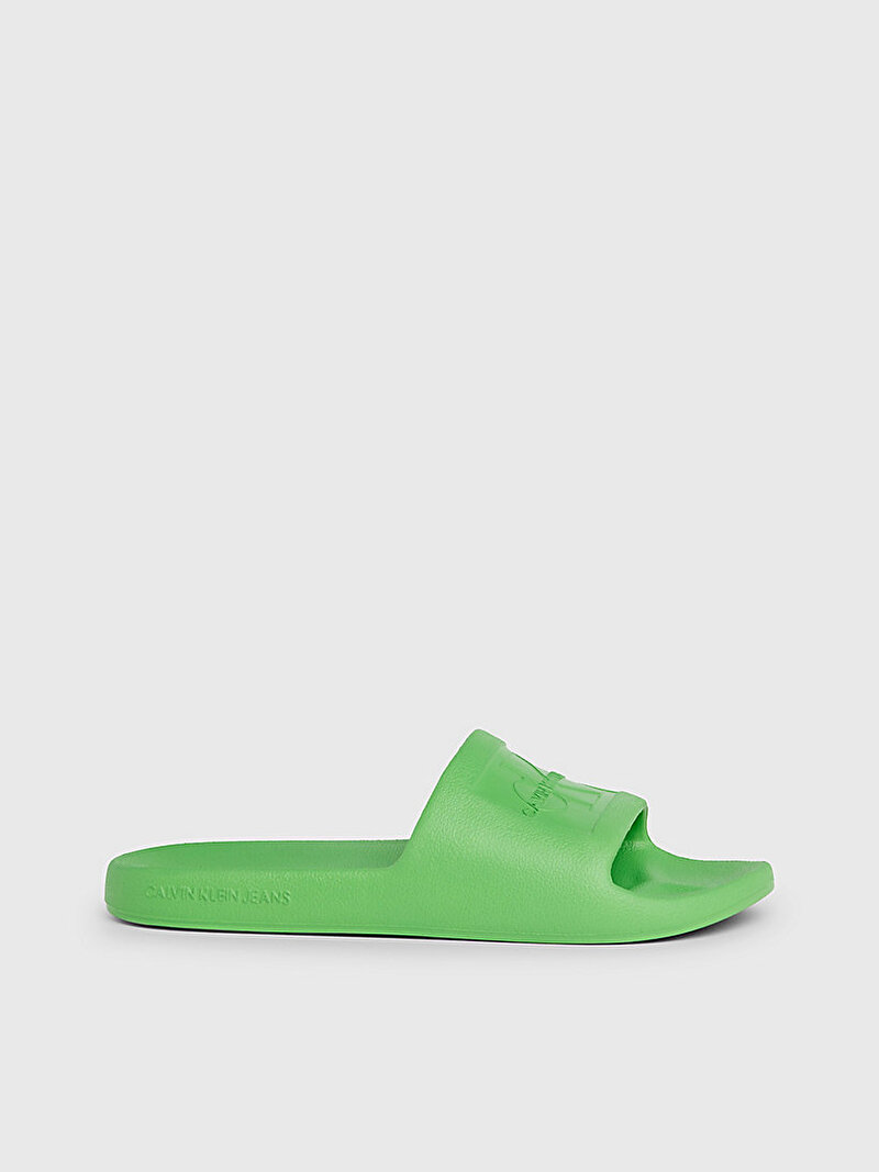 Calvin Klein Yeşil Renkli Kadın Slide Monogram Terlik
