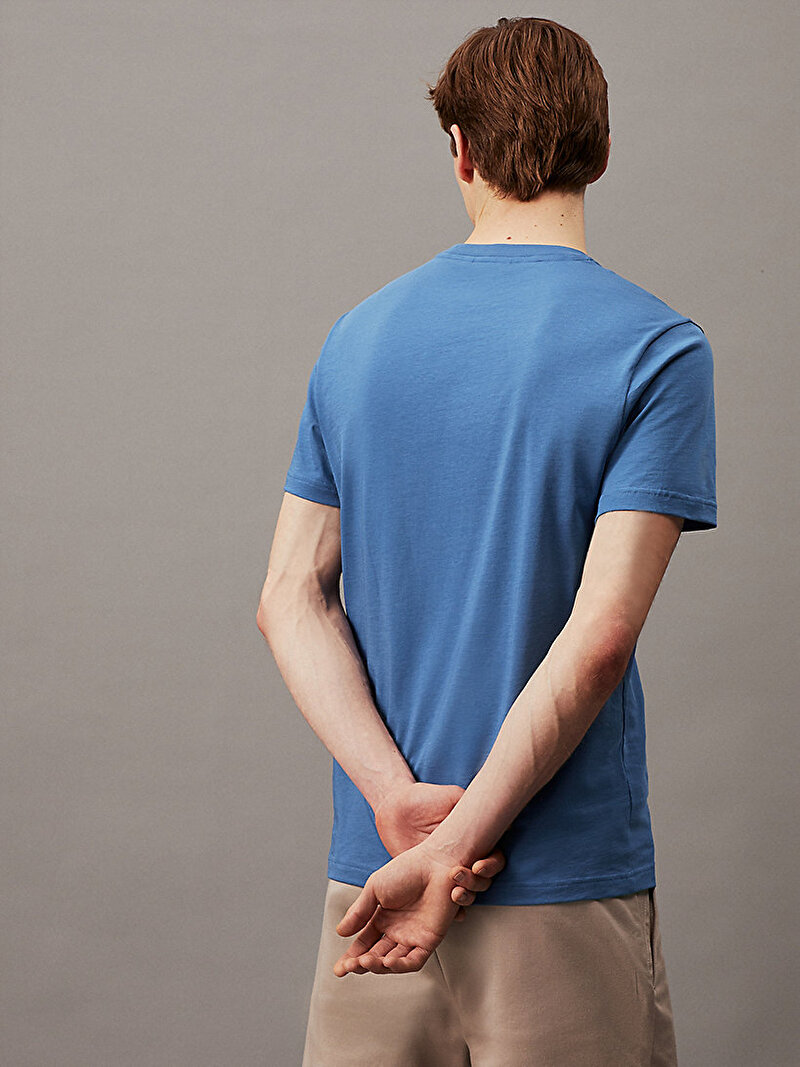 Calvin Klein Mavi Renkli Erkek Framed Flower Graphic T-Shirt