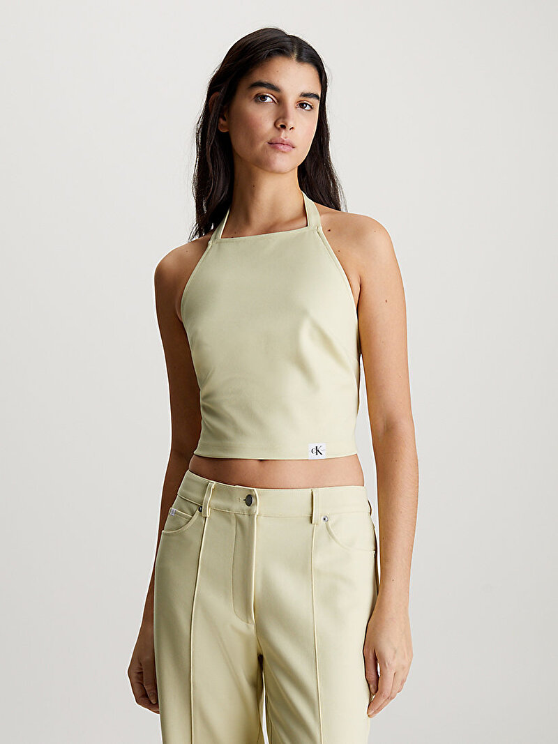 Calvin Klein Sarı Renkli Kadın Sheen Milano Halter Bluz