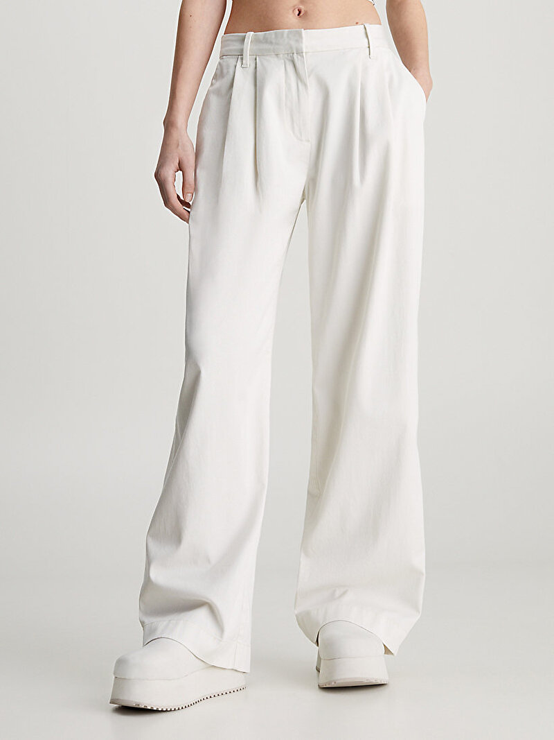 Calvin Klein Beyaz Renkli Kadın Utility Pantolon