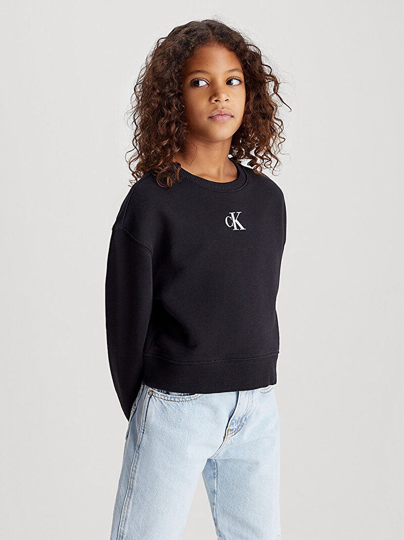 Calvin Klein Siyah Renkli Kız Çocuk Ck Logo Sweatshirt