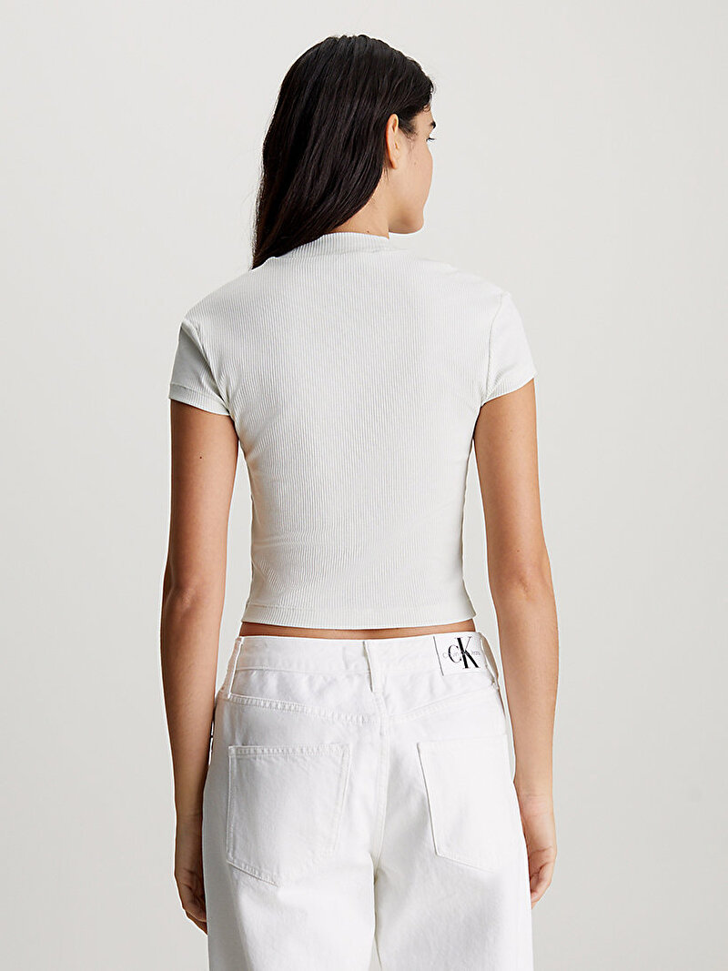 Calvin Klein Beyaz Renkli Kadın Seaming Slim T-Shirt
