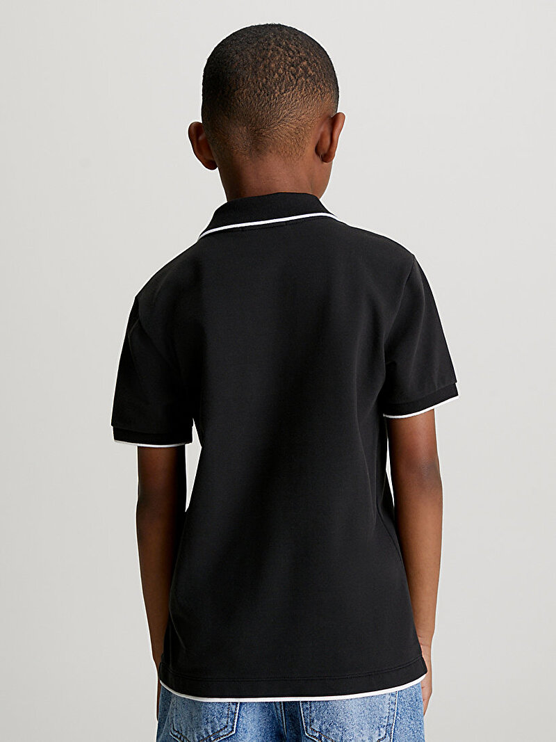 Calvin Klein Siyah Renkli Erkek Çocuk Intarsia Logo Pique Polo T-Shirt