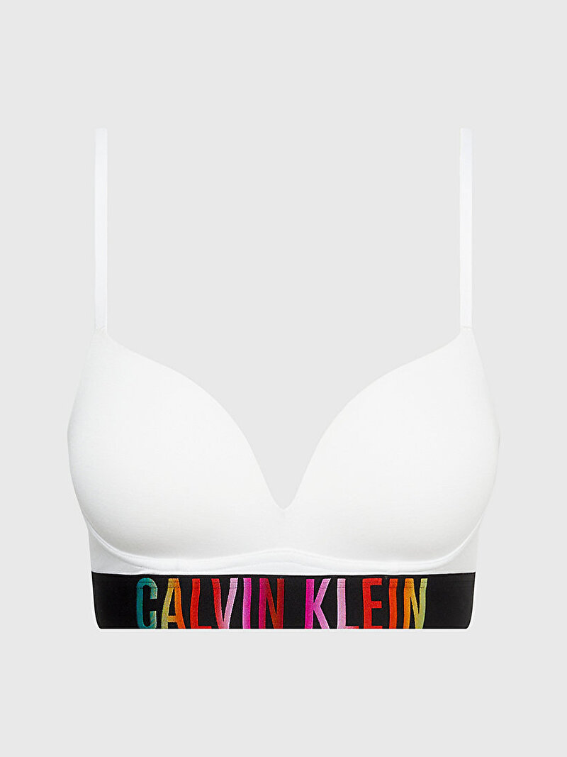 Calvin Klein Beyaz Renkli Kadın Push Up Plunge Bralet - Pride