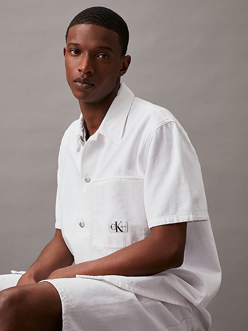 Calvin Klein Beyaz Renkli Erkek Denim Gömlek