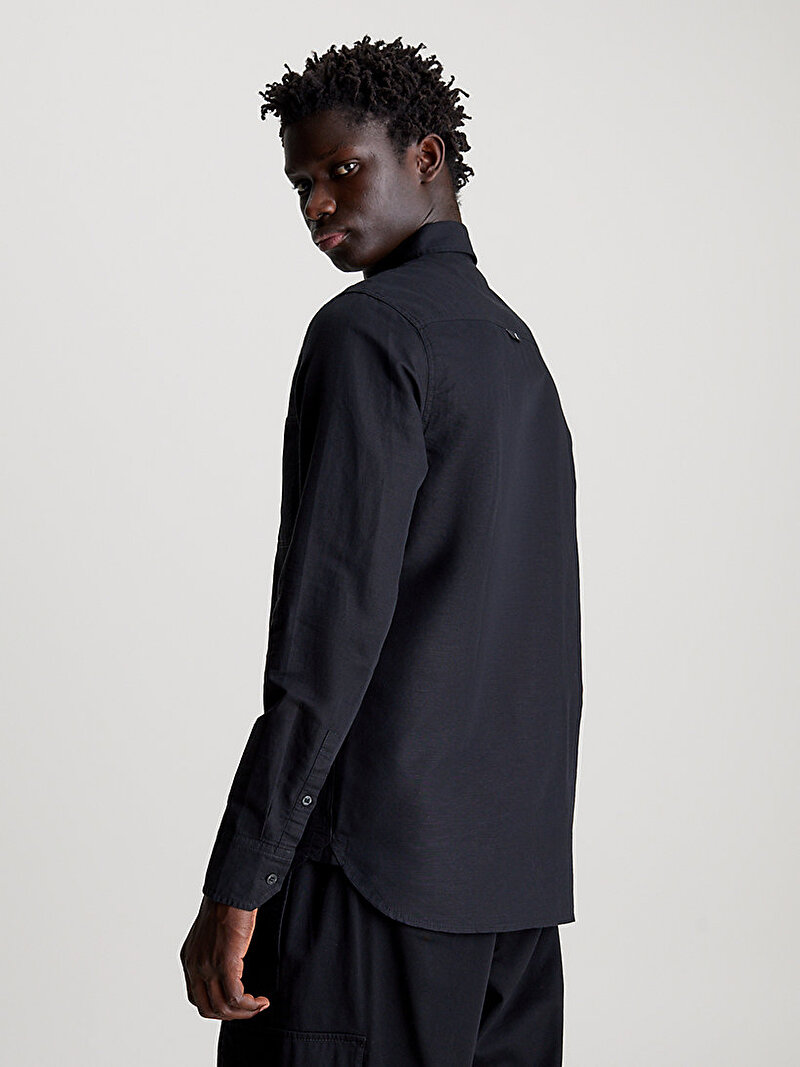 Calvin Klein Siyah Renkli Erkek Keten Gömlek