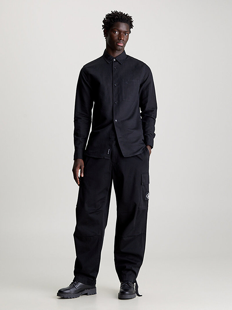 Calvin Klein Siyah Renkli Erkek Keten Gömlek