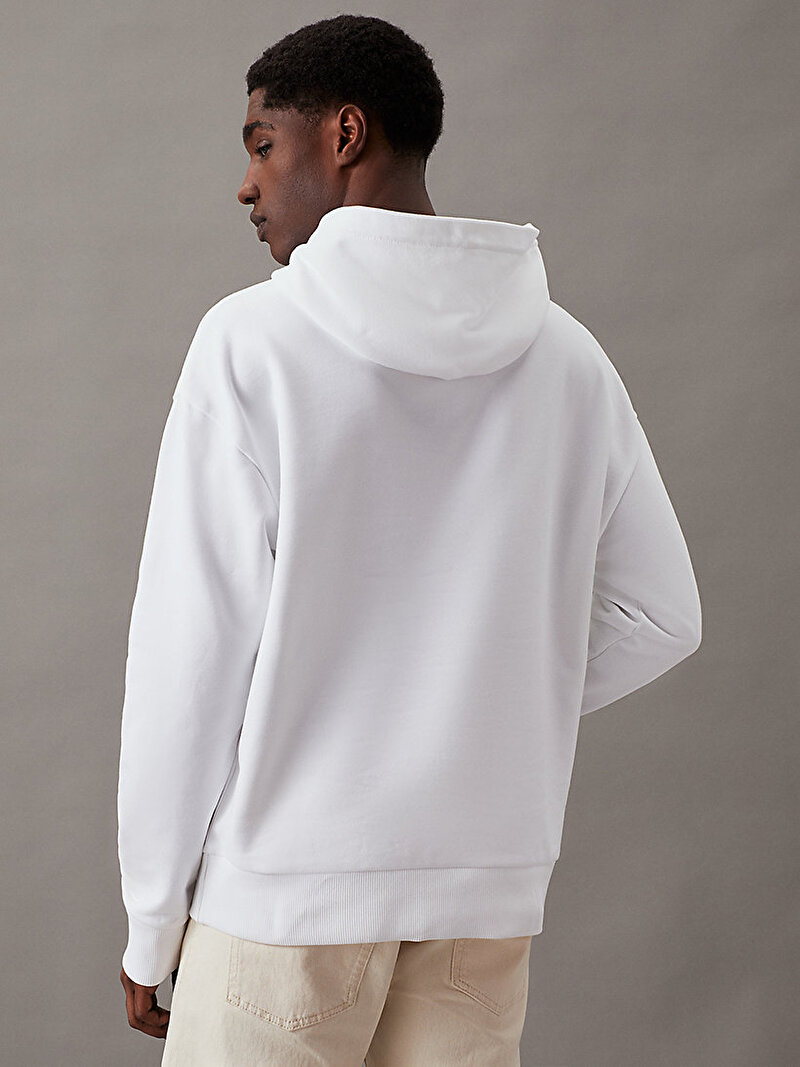 Calvin Klein Beyaz Renkli Erkek Cotton Comfort Hoodie Sweatshirt
