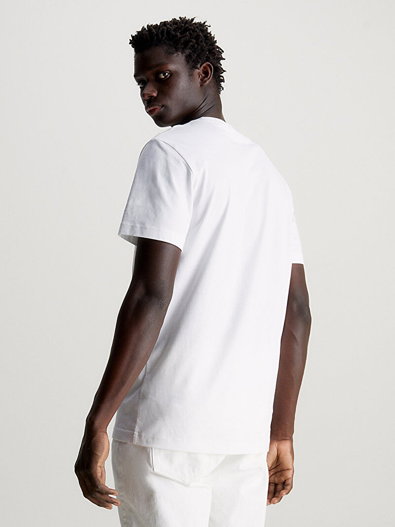 Calvin Klein Beyaz Renkli Erkek Institutional T-Shirt