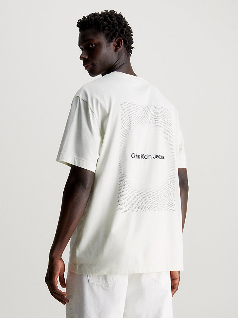 Calvin Klein Beyaz Renkli Erkek Square Frequency Logo T-Shirt