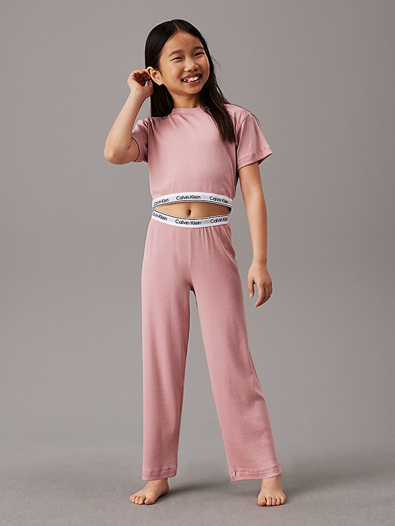Calvin Klein Pembe Renkli Kız Çocuk Knit T-Shirt Set