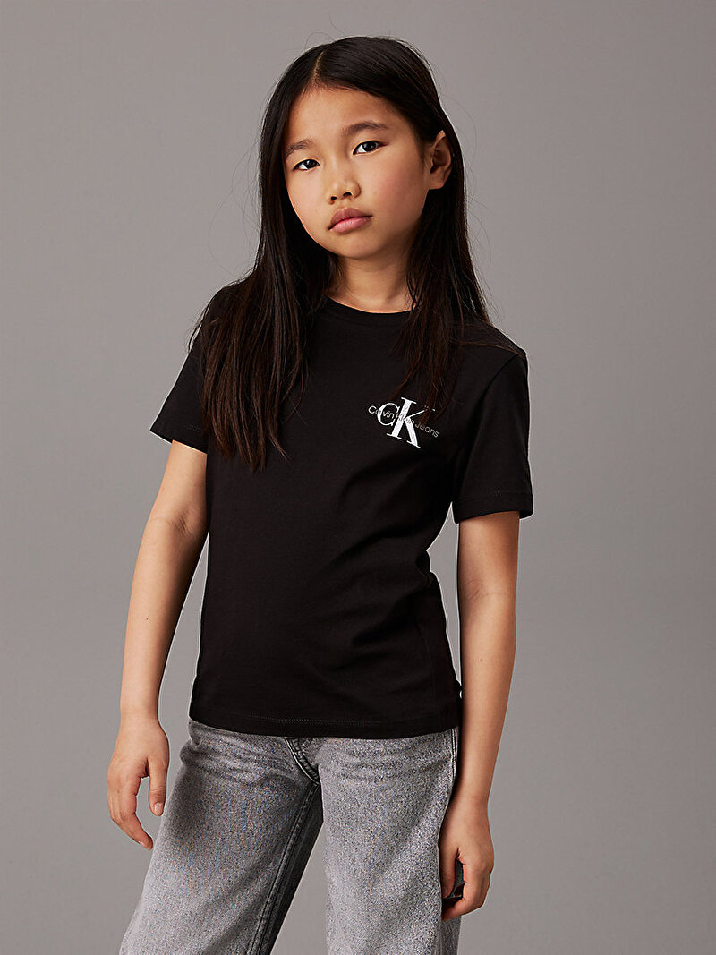 Calvin Klein Siyah Renkli Çocuk Unisex Chest Monogram T-Shirt