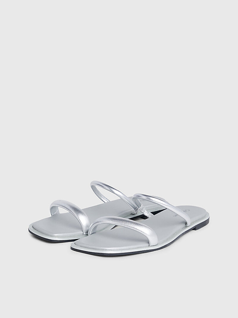Calvin Klein Gümüş Renkli Kadın Flat Slide Terlik