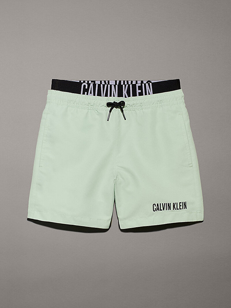 Calvin Klein Yeşil Renkli Erkek Çocuk Medium Double Waistband Deniz Şortu