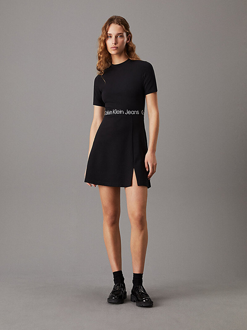 Calvin Klein Siyah Renkli Kadın Tape Milano Elbise