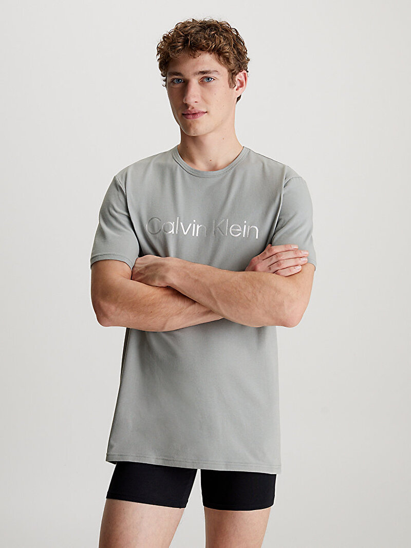 Calvin Klein Gri Renkli Erkek Bisiklet Yaka T-Shirt