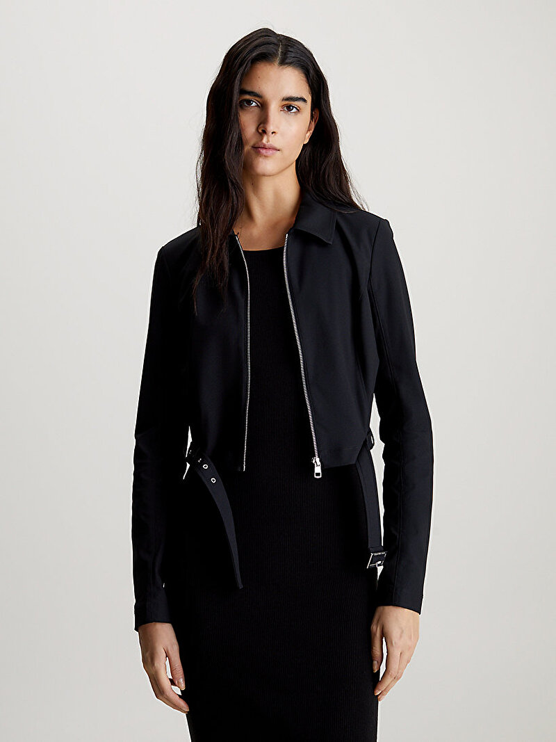 Calvin Klein Siyah Renkli Kadın Buckle Knit Ceket