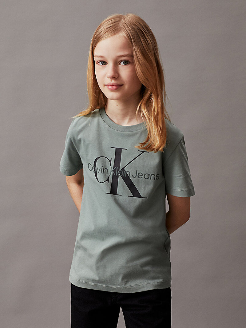Calvin Klein Yeşil Renkli Erkek Çocuk Ck Monogram Sweatshirt