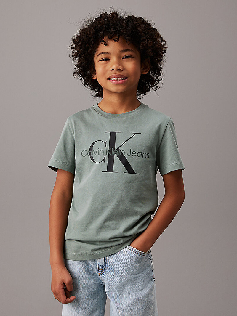 Calvin Klein Yeşil Renkli Erkek Çocuk Ck Monogram Sweatshirt