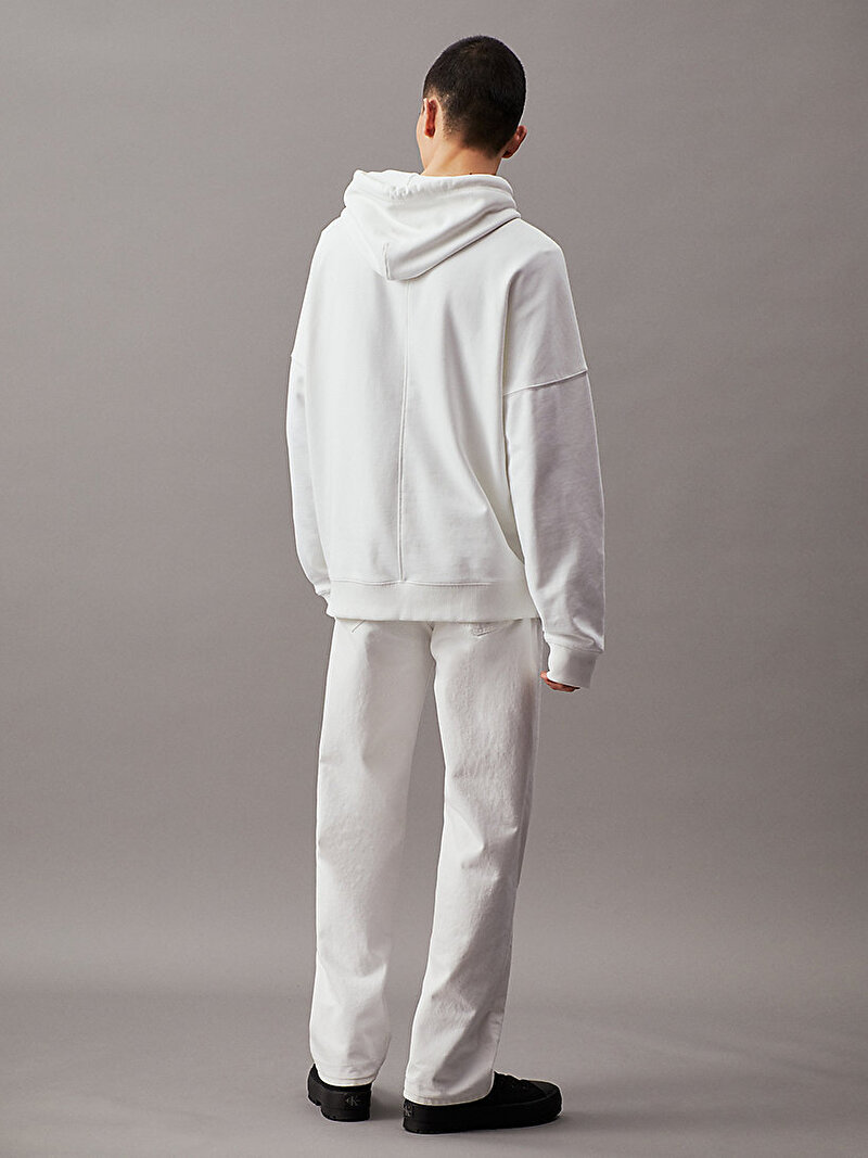 Calvin Klein Beyaz Renkli Erkek Premium Monologo Sweatshirt