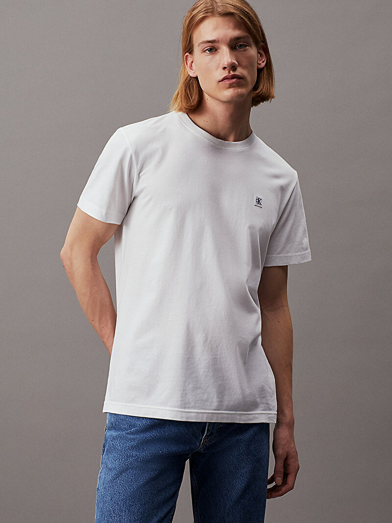 Calvin Klein Beyaz Renkli Erkek Ck Embro Badge T-Shirt