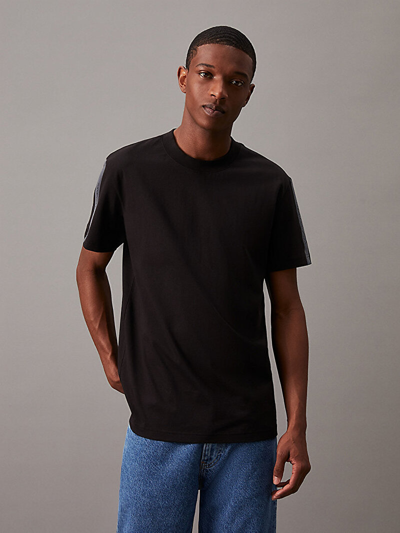 Calvin Klein Siyah Renkli Erkek Logo Tape T-Shirt