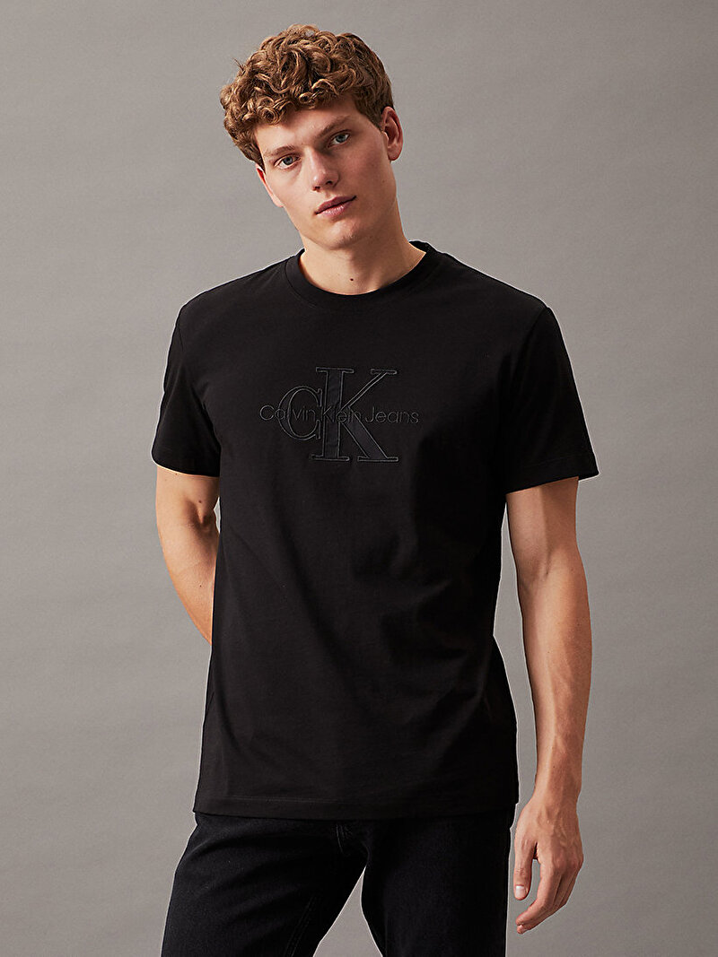 Calvin Klein Siyah Renkli Erkek Monologo Applique T-Shirt