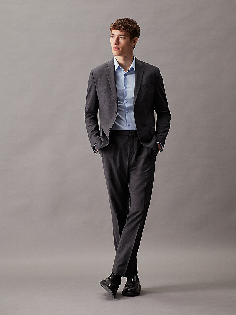 Calvin Klein Mavi Renkli Erkek Poplin Stretch Slim Gömlek