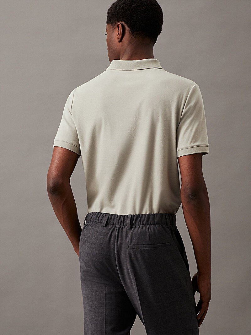 Calvin Klein Bej Renkli Erkek Smooth Cotton Slim Polo T-Shirt