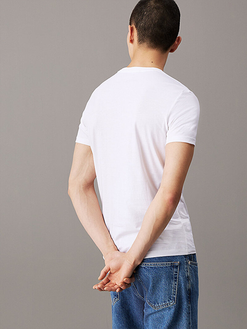 Calvin Klein Beyaz Renkli Erkek Seasonal Monologo T-Shirt