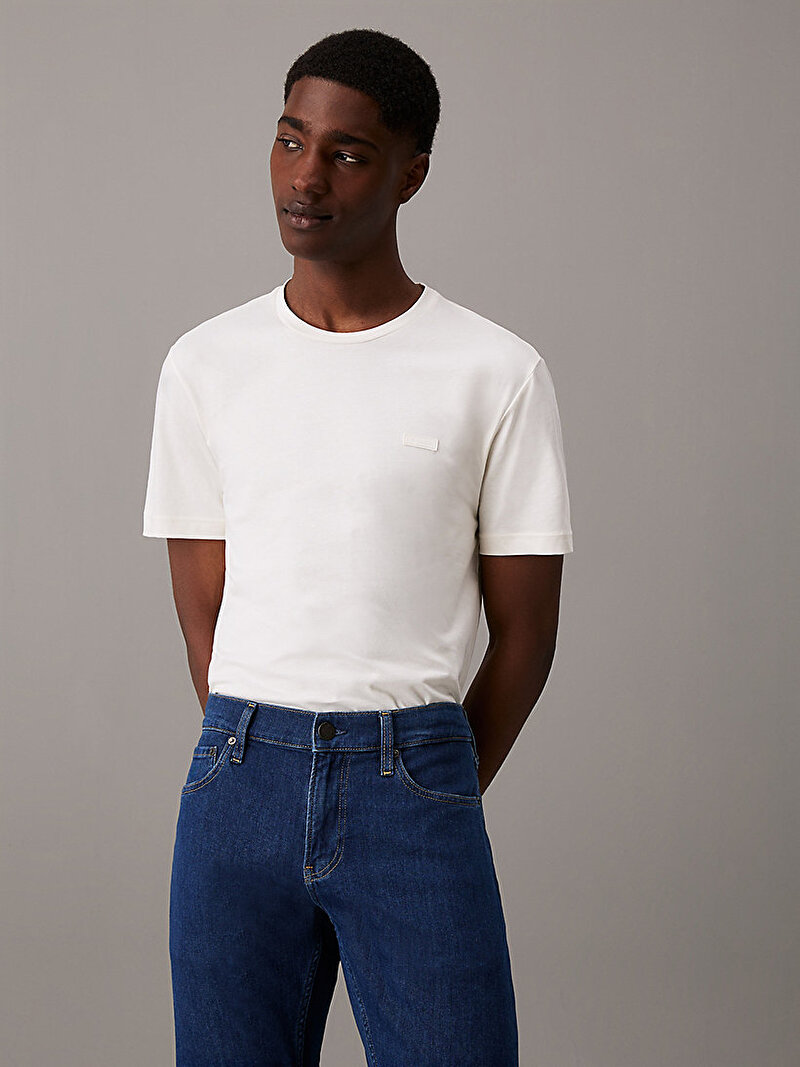 Calvin Klein Beyaz Renkli Erkek Smooth Cotton Slim T-Shirt