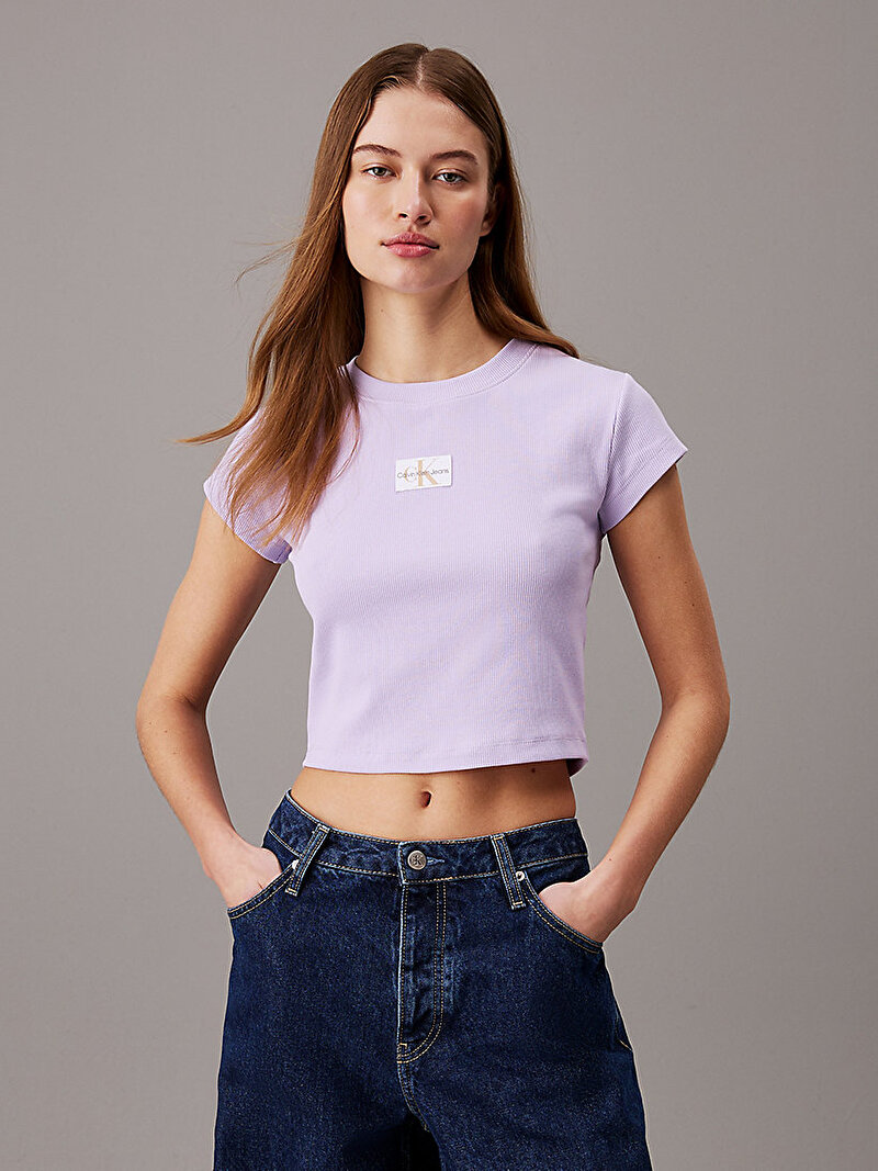 Calvin Klein Mor Renkli Kadın Woven Label T-Shirt