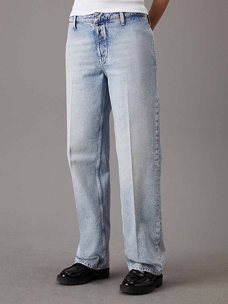 Calvin Klein Mavi Renkli Kadın 90'S Straight Jean Pantolon