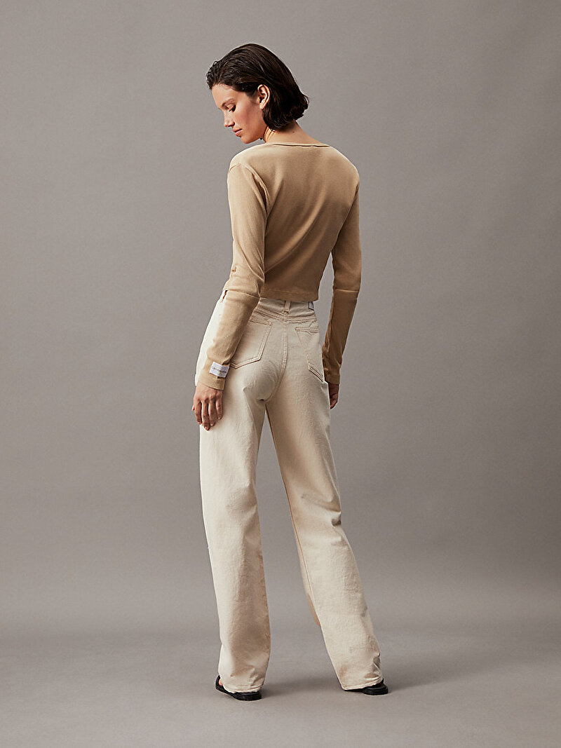 Calvin Klein Bej Renkli Kadın High Rise Straight Jean Pantolon