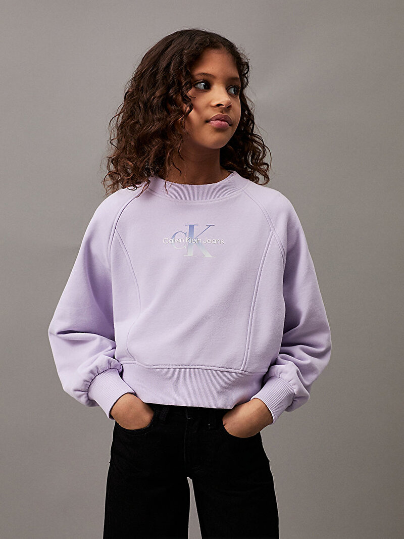 Calvin Klein Mor Renkli Kız Çocuk Gradient Monogram Sweatshirt