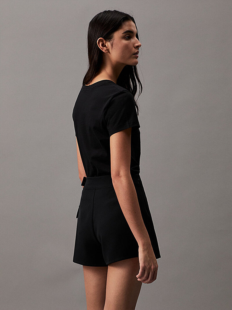 Calvin Klein Siyah Renkli Kadın CK Embroidery Slim T-Shirt