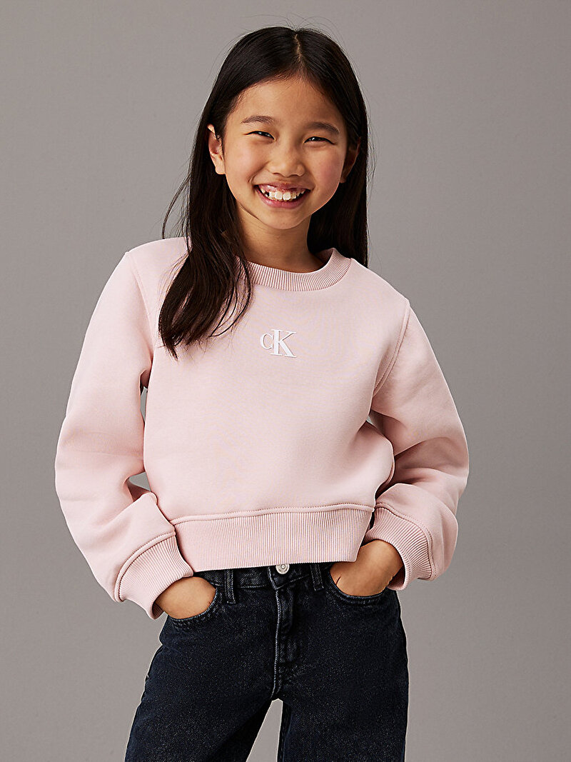 Calvin Klein Pembe Renkli Kız Çocuk Ck Logo Sweatshirt