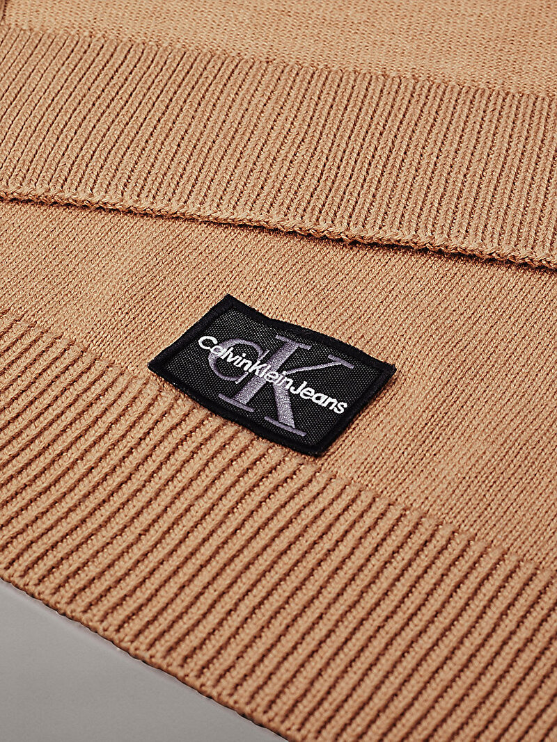 Calvin Klein Kahverengi Renkli Erkek Mono Logo Patch Atkı