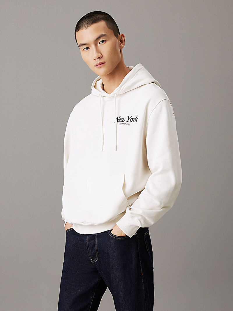 Erkek New York Script Hoodie Sweatshirt