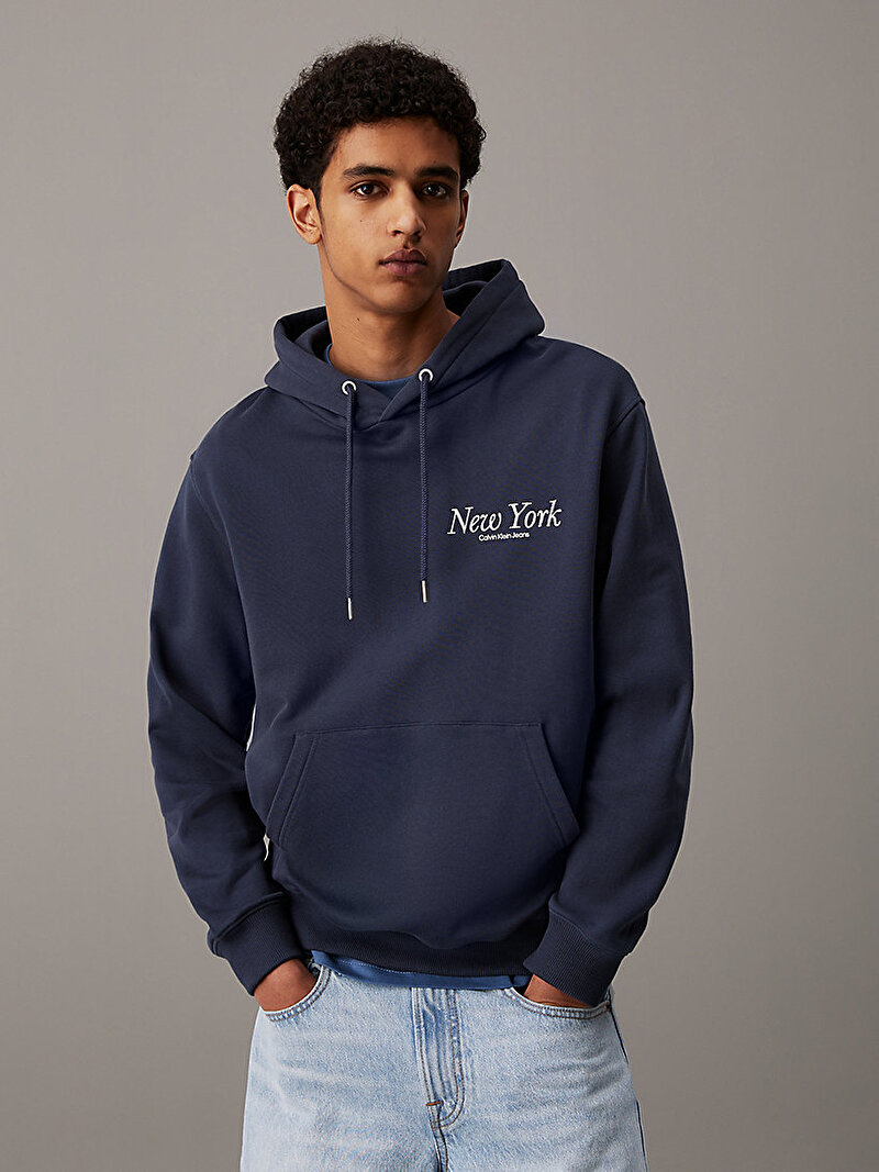 Erkek New York Script Hoodie Sweatshirt