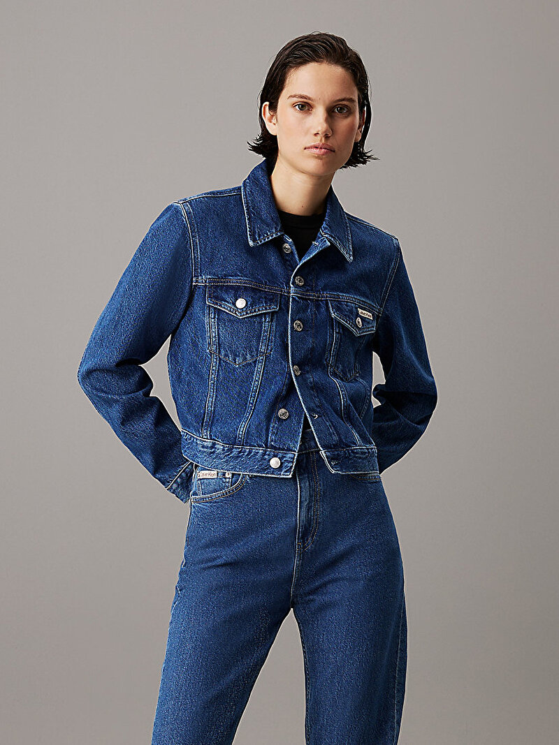 Calvin Klein Mavi Renkli Kadın Cropped 90'S Denim Ceket