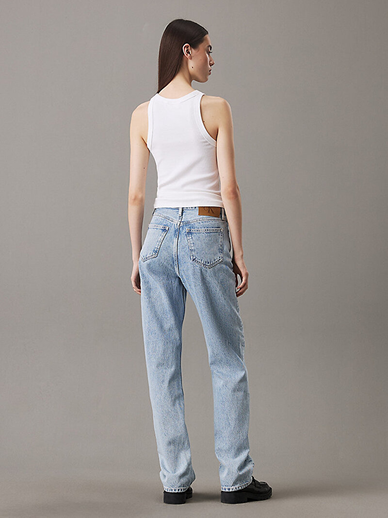 Calvin Klein Mavi Renkli Kadın High Rise Straight Jean Pantolon