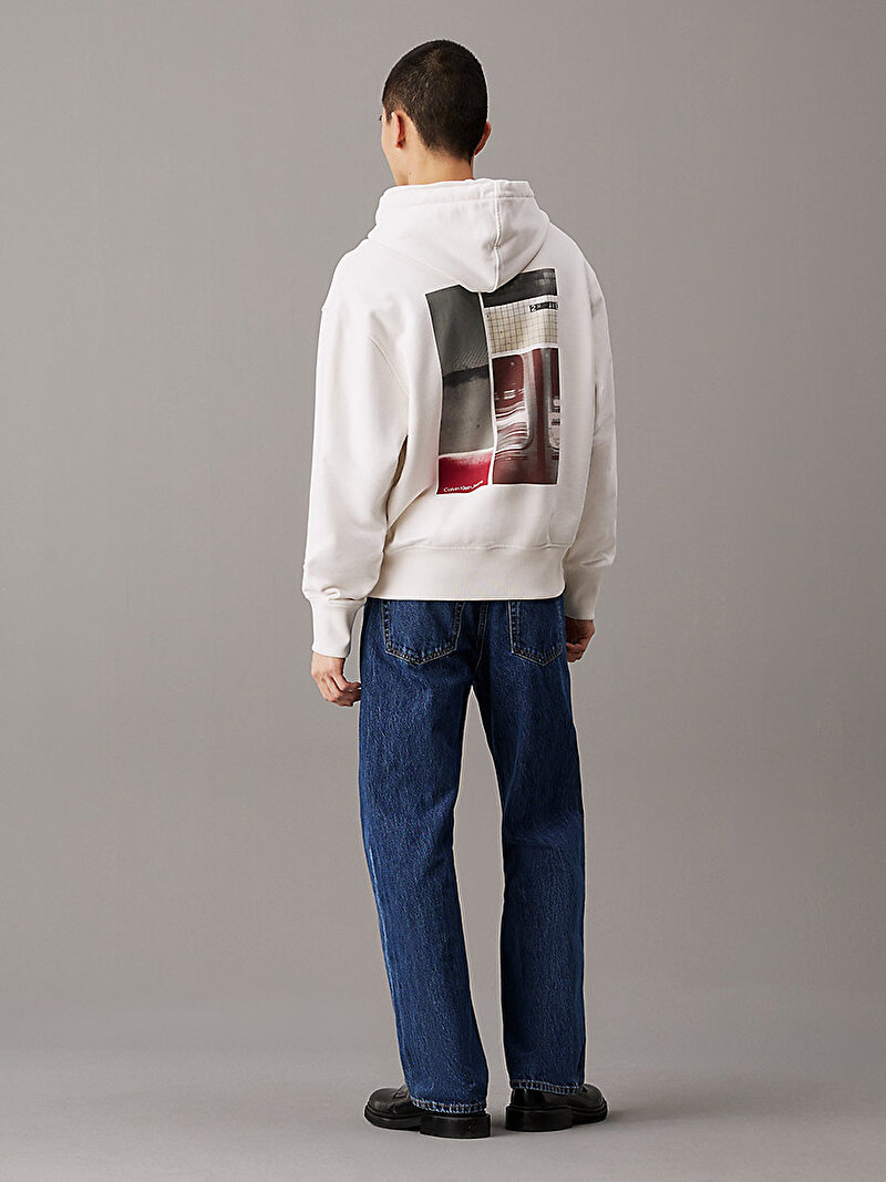 Calvin Klein Ekru Renkli Erkek City Poster Avenue Sweatshirt