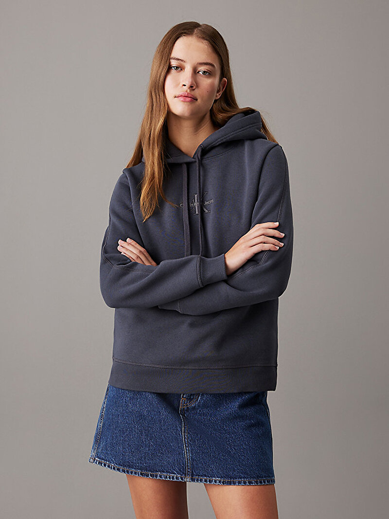 Calvin Klein Lacivert Renkli Kadın Regular Hoodie Sweatshirt