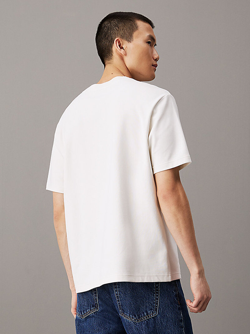 Calvin Klein Ekru Renkli Erkek Interlock T-Shirt