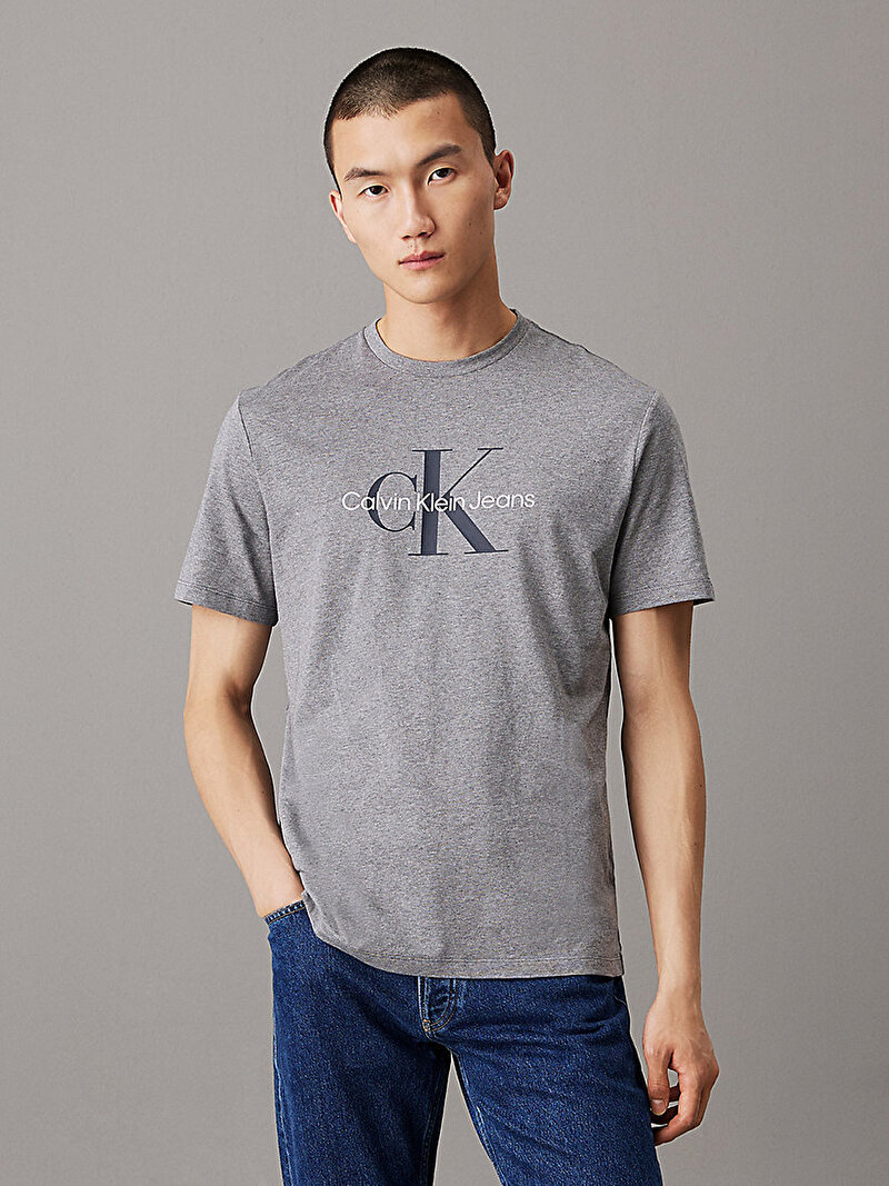 Calvin Klein Gri Renkli Erkek Hero Monogram T-Shirt