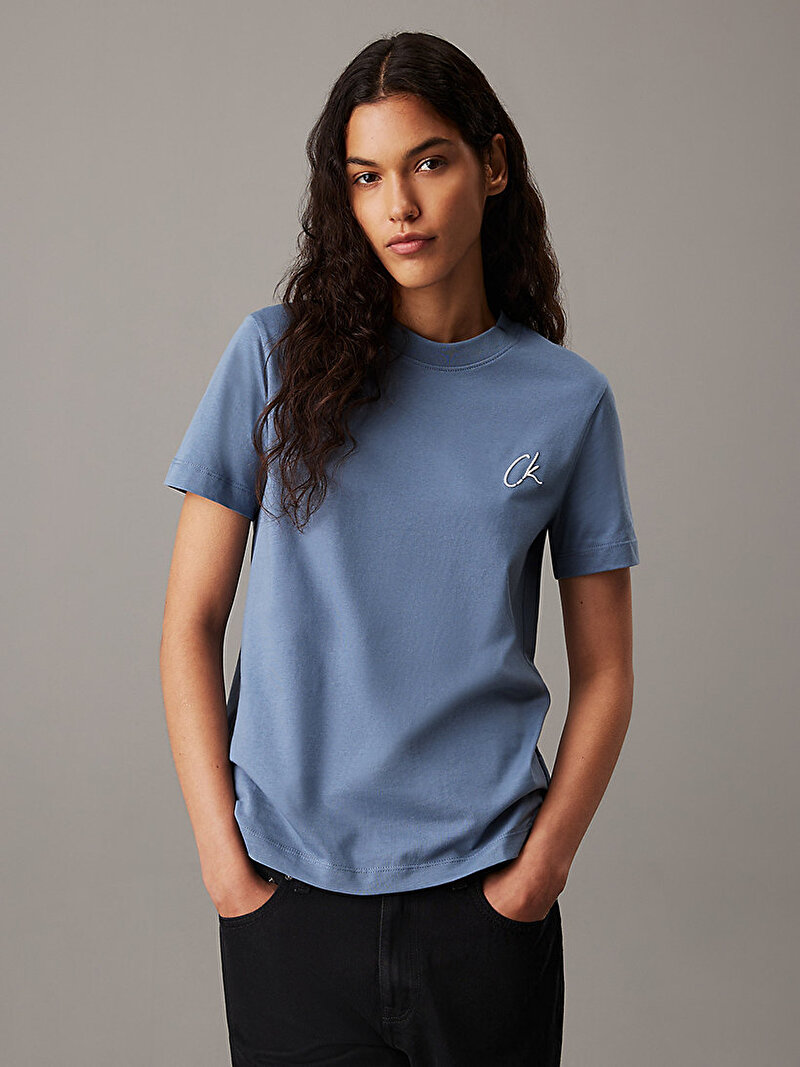 Calvin Klein Mavi Renkli Kadın Ck Regular T-Shirt